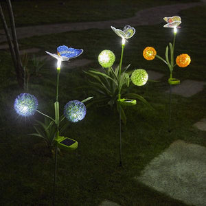 3 piezas Luz de Mariposa LED Diente de León con Energía Solar